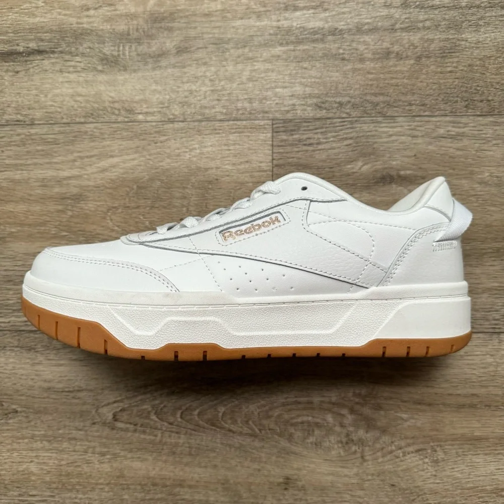 🆕 REEBOK Tech G Geo White Gold Gum Leather Sneakers - Picture 2 of 9
